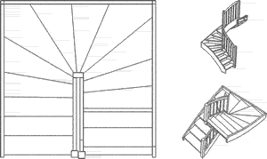 Grundriss einer halbgewendelter Treppe